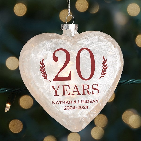 Personalized Lightable Frosted Glass Heart Ornament - Love Everlasting - 37298