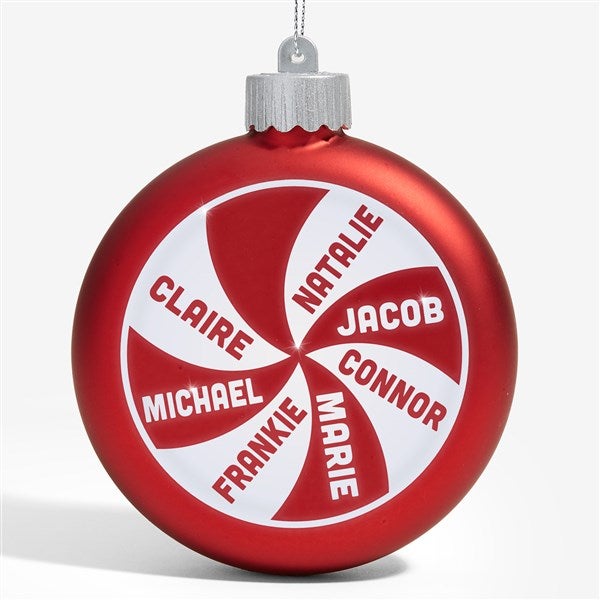 Peppermint Family Personalized LED Glass Ornament  - 37299