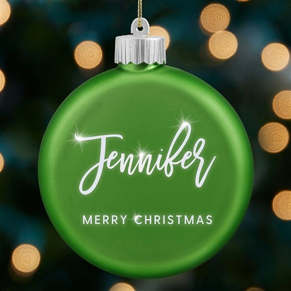 Personalized Light Up LED Glass Christmas Ornament - Scripty Name - 37300