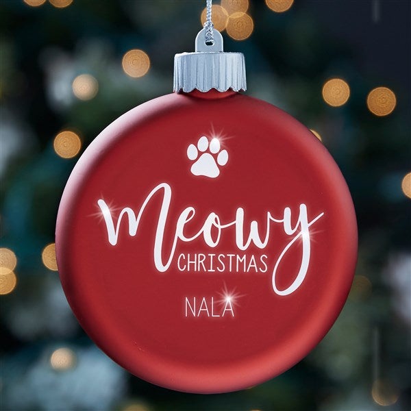 Personalized LED Glass Ornament - Merry Pet - 37302