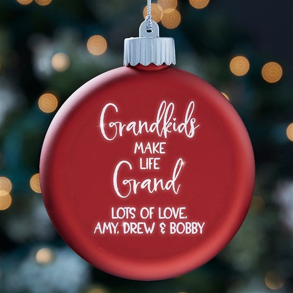 Grandkids Personalized LED Red Glass Ornament  - 37305