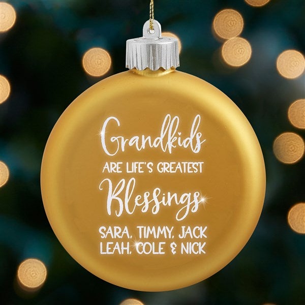 Grandkids Personalized LED Red Glass Ornament  - 37305