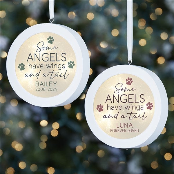 Personalized Pet Memorial LED Light Ornament - Some Angels Have Wings And A Tail - 37309