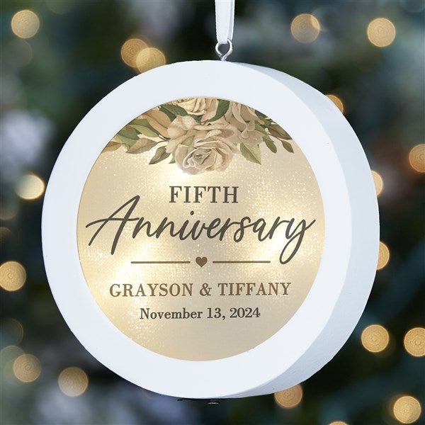 Personalized LED Light Ornament - Floral Anniversary - 37310
