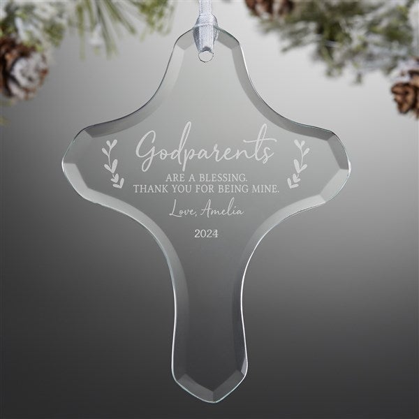 Personalized Cross Christmas Ornament - Godparents Are A Blessing - 37316