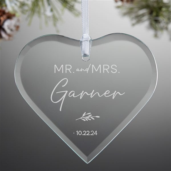 Personalized Wedding Glass Heart Ornament - Natural Love - 37330