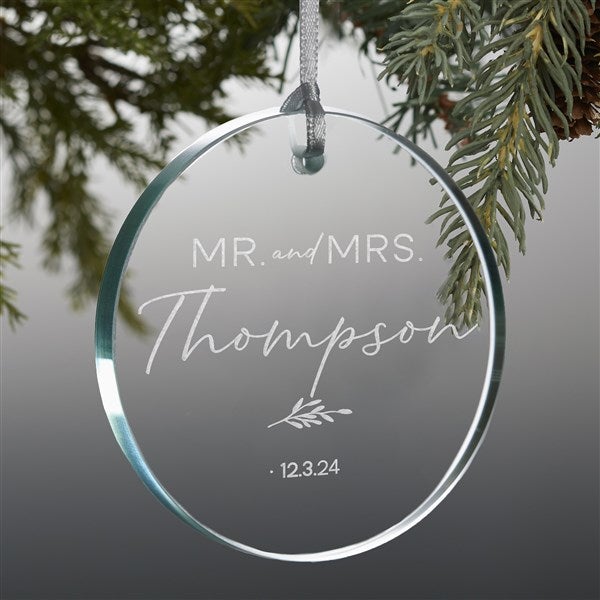 Personalized Wedding Glass Ornament - Natural Love - 37331