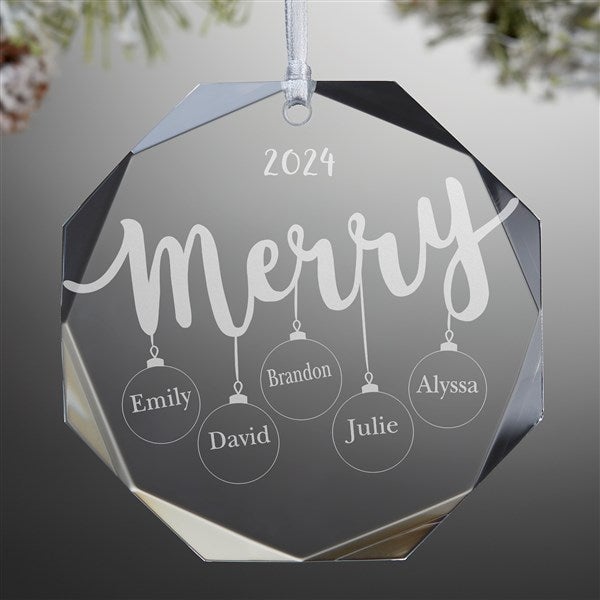 Merry Everything Engraved Glass Holiday Ornament - 37353