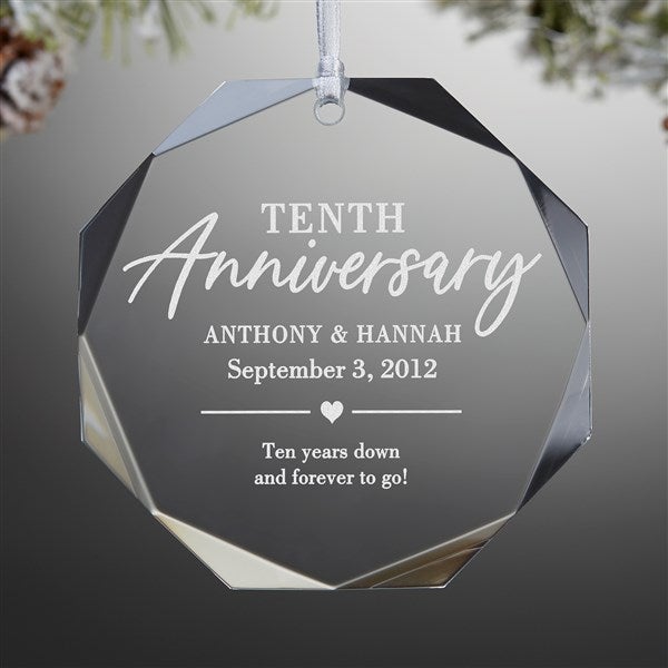 Floral Anniversary Premium Engraved Glass Ornament  - 37358