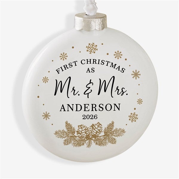 Personalized Wedding Deluxe Slim Globe Ornament  Gold Foliage - 37362