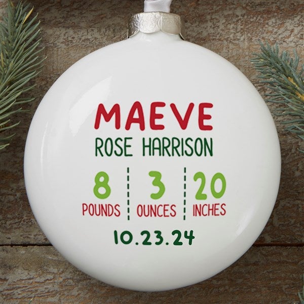 Personalized Deluxe Slim Globe Ornament - Newly Loved Baby Info - 37364
