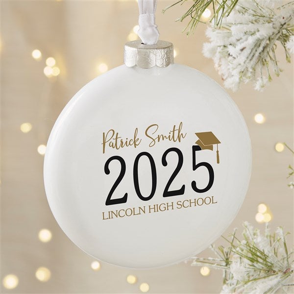 Classic Graduation Personalized Deluxe Slim Globe Ornament  - 37365