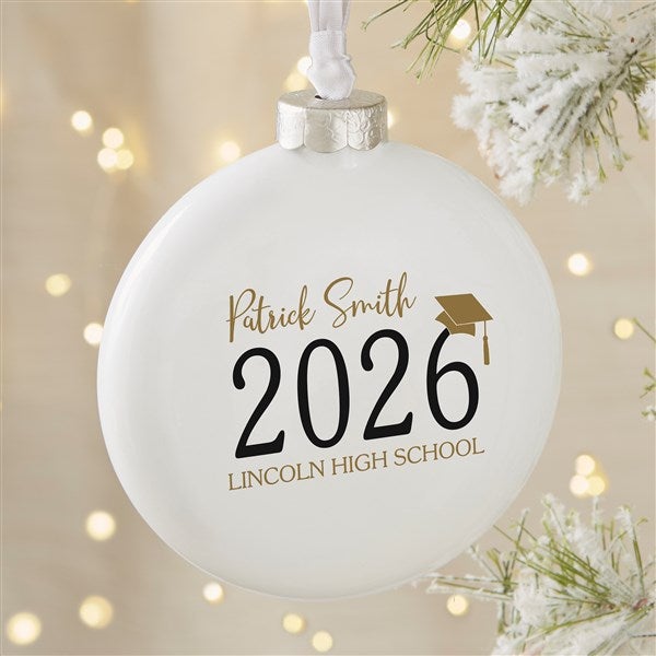 Classic Graduation Personalized Deluxe Slim Globe Ornament  - 37365