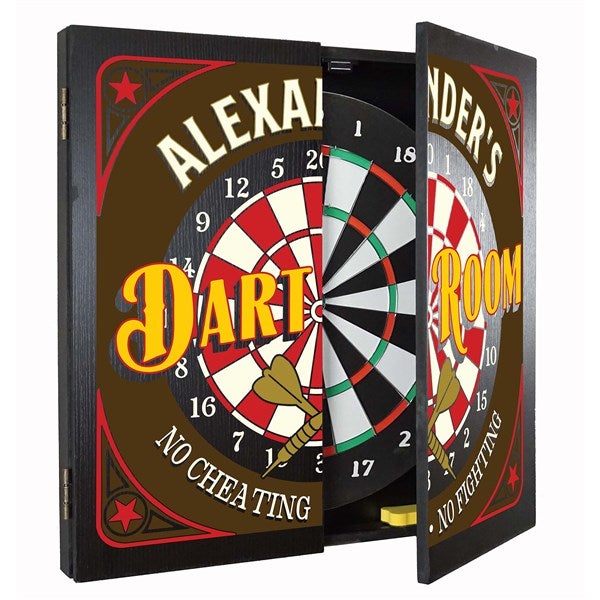 Gøre mit bedste nyse TVstation Personalized Dart Room Dartboard & Cabinet Set