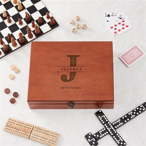 Lavish Groomsman Personalized 7-in-1 Game Set with Wood Case  - 37392