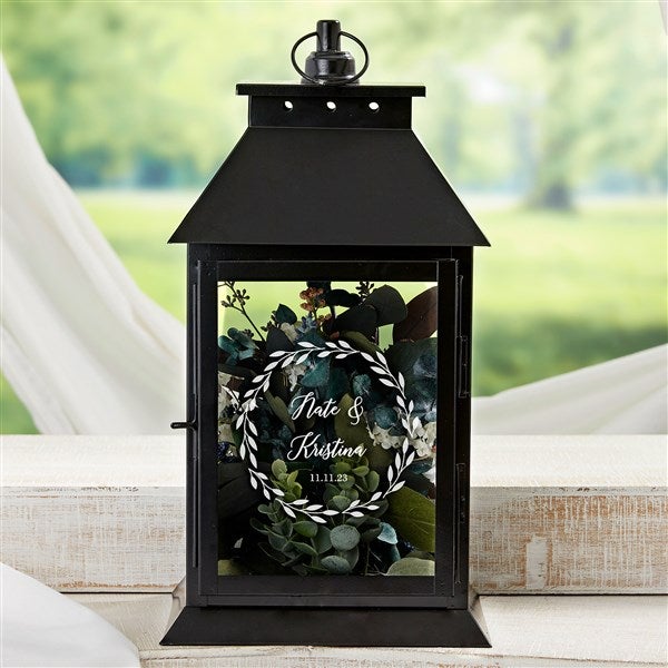 Personalized Decorative Wedding Candle Lantern - Laurels Of Love - 37393