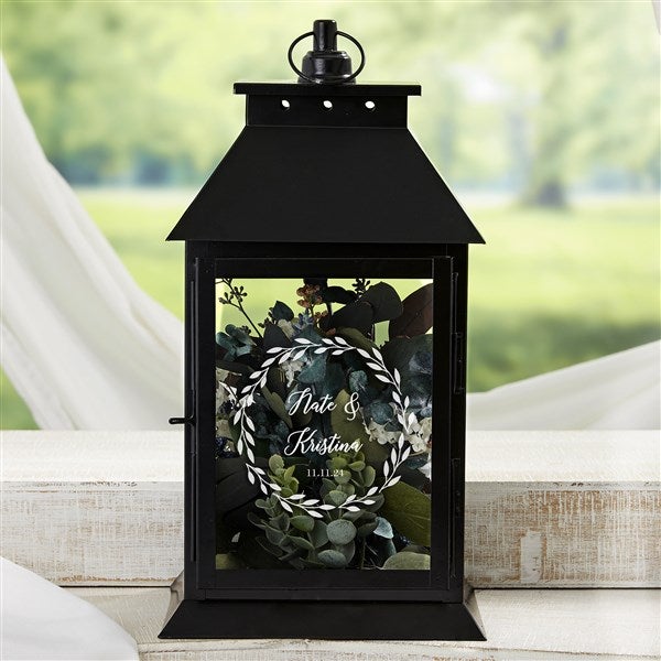 Personalized Decorative Wedding Candle Lantern - Laurels Of Love - 37393