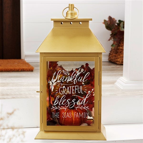 Thankful Personalized Decorative Candle Lantern  - 37397