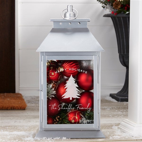 Personalized Decorative Candle Lantern - Christmas Plaid - 37398