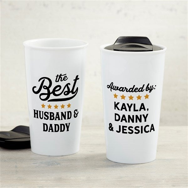 Best Dad Personalized Ceramic Travel Mug - Double-Wall - 12 oz - 37449