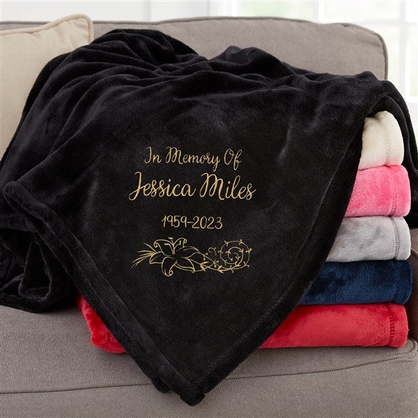 Personalized Fleece Blanket In Memory Of... Small Black