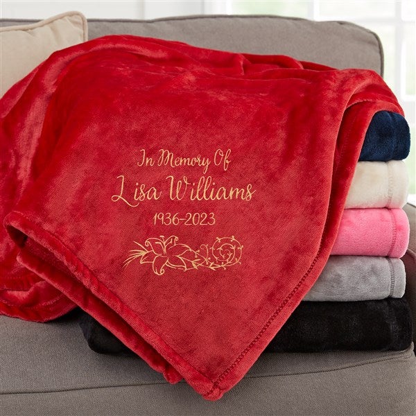 Personalized Fleece Blanket In Memory Of. Large Red