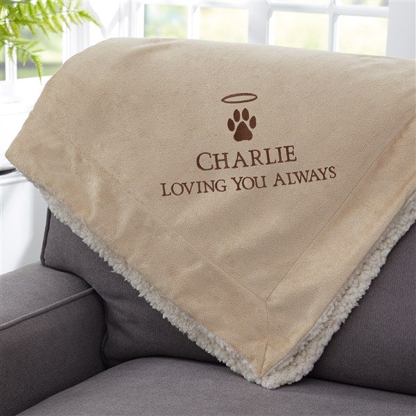 Pet Halo Memorial Embroidered Sherpa Blanket  - 37464