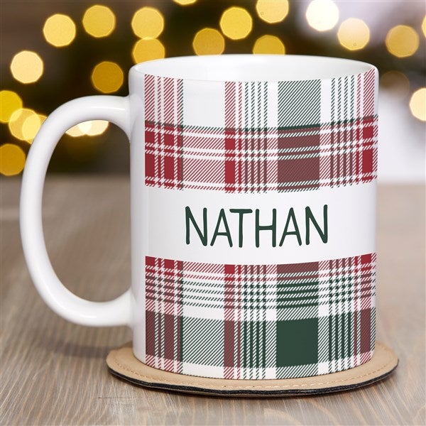 Personalized Christmas Coffee Mugs - Fresh Plaid - 37497