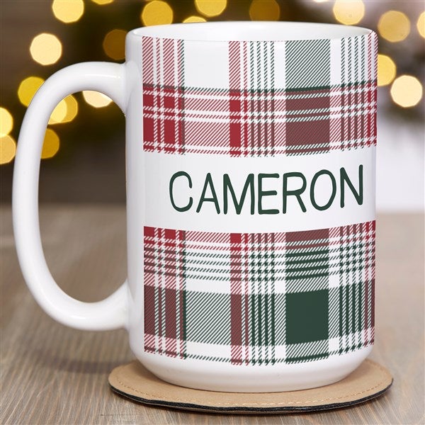 Personalized Christmas Coffee Mugs - Fresh Plaid - 37497