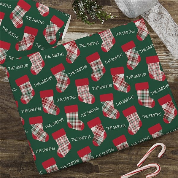 Personalized Christmas Wrapping Paper - Fresh Plaid - 37499