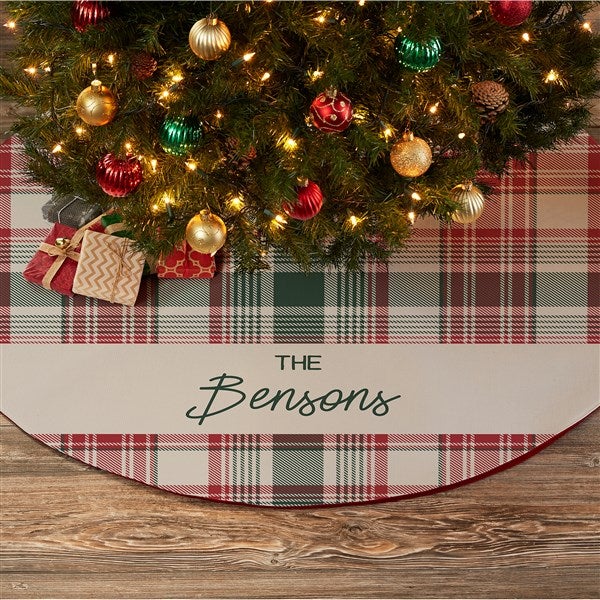 Personalized Christmas Tree Skirt - Fresh Plaid - 37500