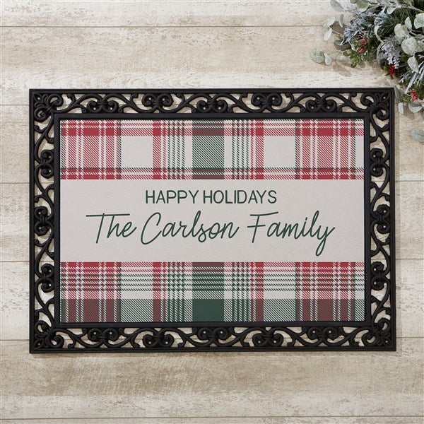Personalized Christmas Doormats - Fresh Plaid - 37502