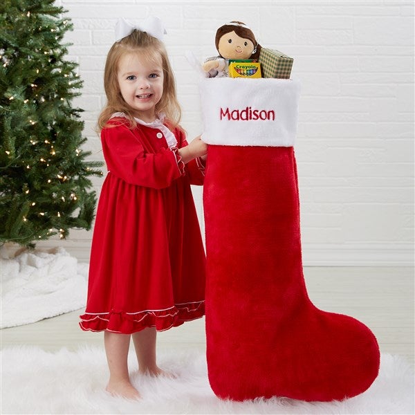 Jumbo Red & White Embroidered Christmas Stocking