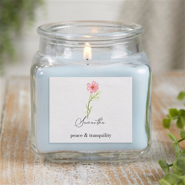 Personalized Scented Glass Candle Jar - Birth Month Flower - 37560