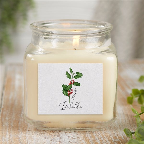 Personalized Scented Glass Candle Jar - Birth Month Flower - 37560