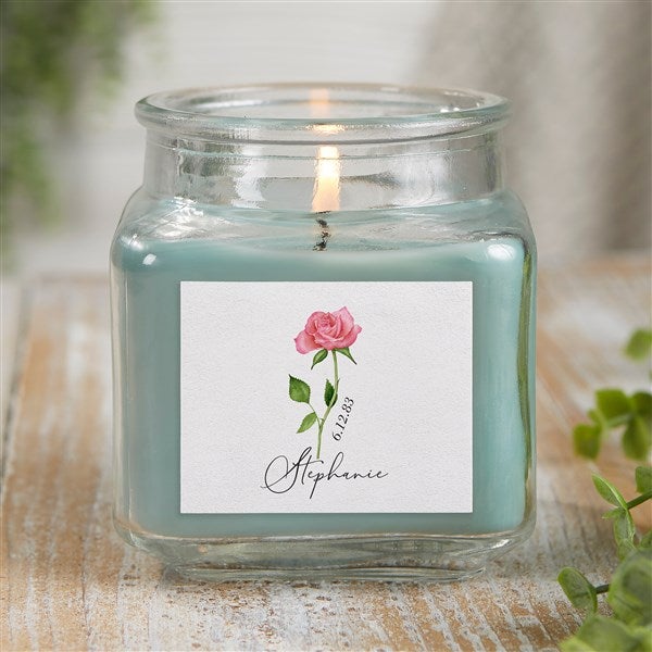 Personalized Scented Glass Candle Jar - Birth Month Flower - 37560