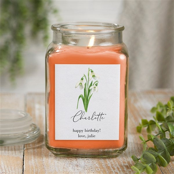 Personalized Scented Glass Candle Jar - Birth Month Flower - 37560