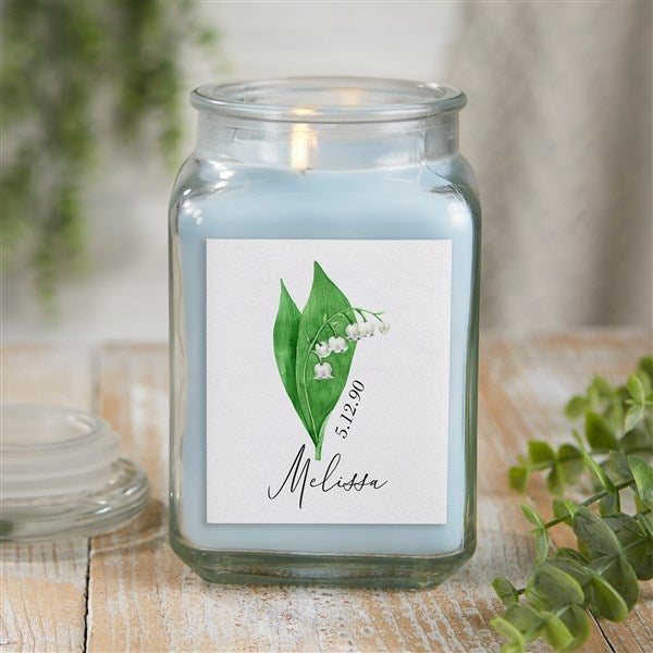 Personalized Scented Glass Candle Jar - Birth Month Flower - 37560