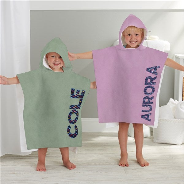 Personalized Kids Poncho Bath Towel - Pop Pattern - 37595