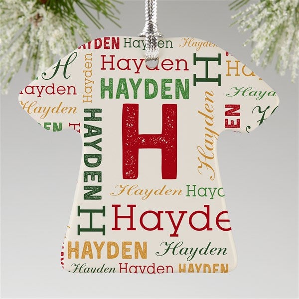 Personalized T-Shirt Ornament Last - Christmas Repeating Name - 37617