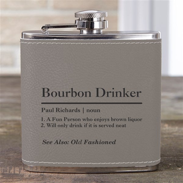 Leatherette 6 oz. Personalized Flask - The Meaning of Him - 37638