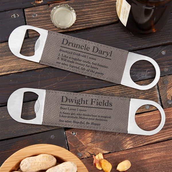 Personalized Leatherette Bottle Opener - The Meaning of Him - 37639