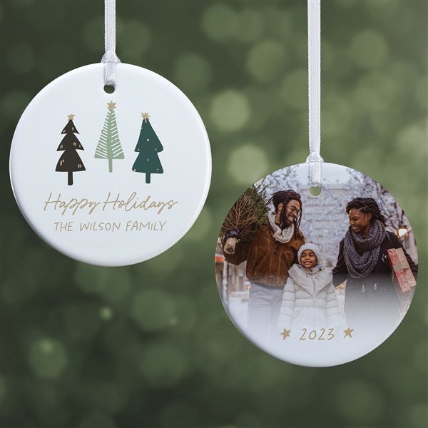 Christmas Aspen Personalized Photo Ornament 2.85" Glossy 2 Sided