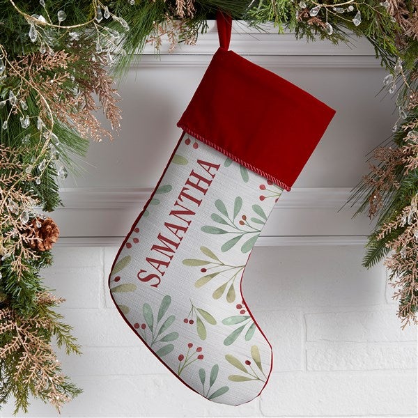 Personalized Christmas Stockings - Watercolor Foliage - 37678