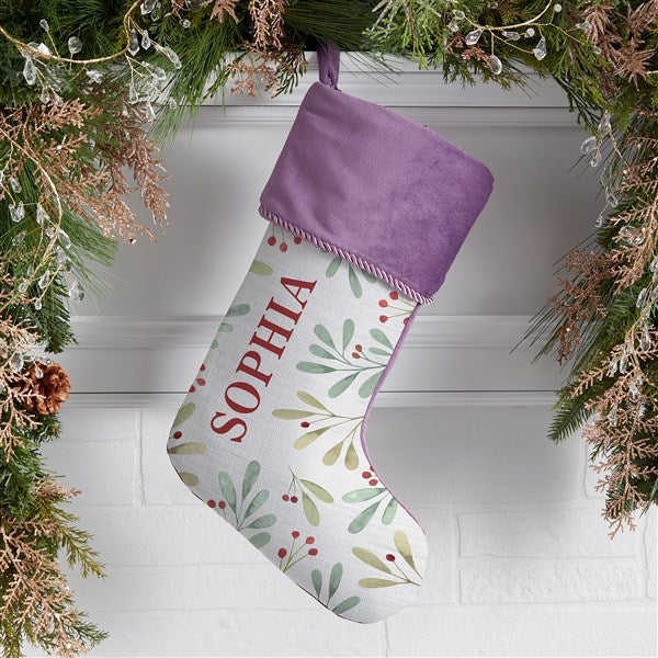 Personalized Christmas Stockings - Watercolor Foliage - 37678