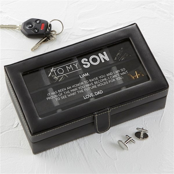 Personalized Leather 12 Slot Cufflink Box - To My Son - 37699