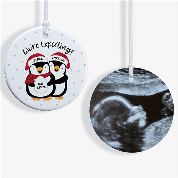 We're Expecting Penguin Personalized Christmas Ornament  - 37735