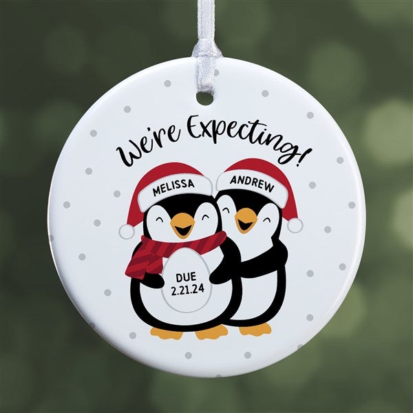 We're Expecting Penguin Personalized Christmas Ornament  - 37735