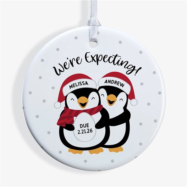 We're Expecting Penguin Personalized Christmas Ornament  - 37735
