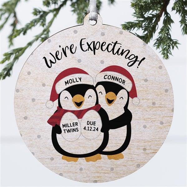 We're Expecting Penguin Personalized Christmas Ornament  - 37735